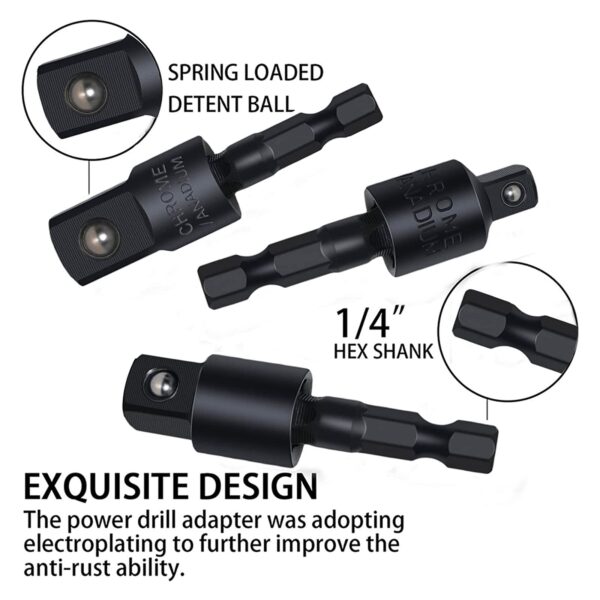 CIGOTU Right Angle Drill Adaptor,4-in-1 Impact Drill Bit Extension,360° Rotatable 1/4 3/8 1/2" Impact Grade Socket Adapter Set,105 Degree Angle Screwdriver Drill Bit for Household Workplace Industry - Image 5