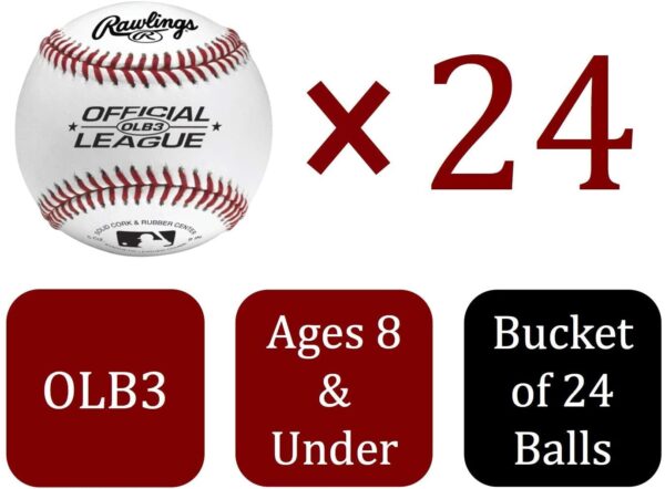 Rawlings | Official League Recreational Use Practice Baseballs | Youth/8U | OLB3 | Bucket | 24 Count - Image 9