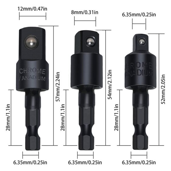 CIGOTU Right Angle Drill Adaptor,4-in-1 Impact Drill Bit Extension,360° Rotatable 1/4 3/8 1/2" Impact Grade Socket Adapter Set,105 Degree Angle Screwdriver Drill Bit for Household Workplace Industry - Image 6
