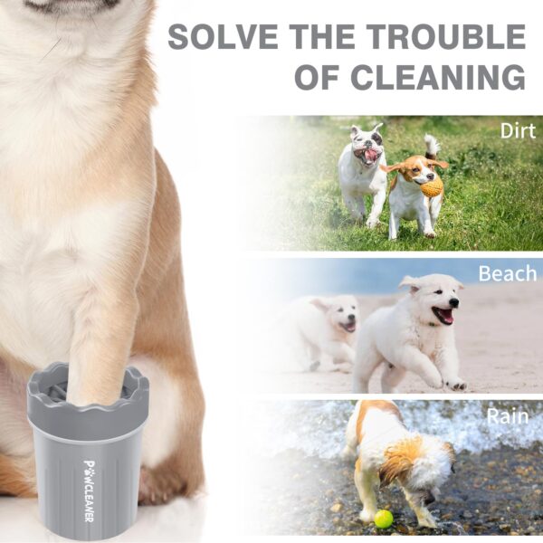 Comotech Dog Paw Cleaner, Portable Dog Paw Washer Pet Cleaning Silicone Brush with 3 Absorbent Towel, Pet Foot Cleaner for Small Breed Dogs(Grey) - Image 6