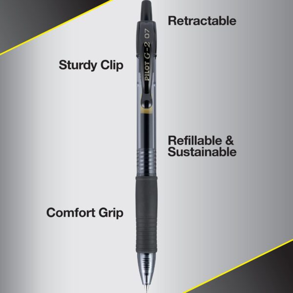 Pilot, G2 Premium Gel Roller Pens, Fine Point 0.7 mm, Black, Pack of 5 - Image 6