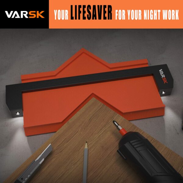 VARSK Contour Gauge Profile Tool with Light 5+10 Inch - Super Gauge Shape and Outline Tool, Gifts for Men Dad Him, Cool Gadgets for Men DIY Handyman, Home Improvement Measuring Woodworking Tools - Image 6