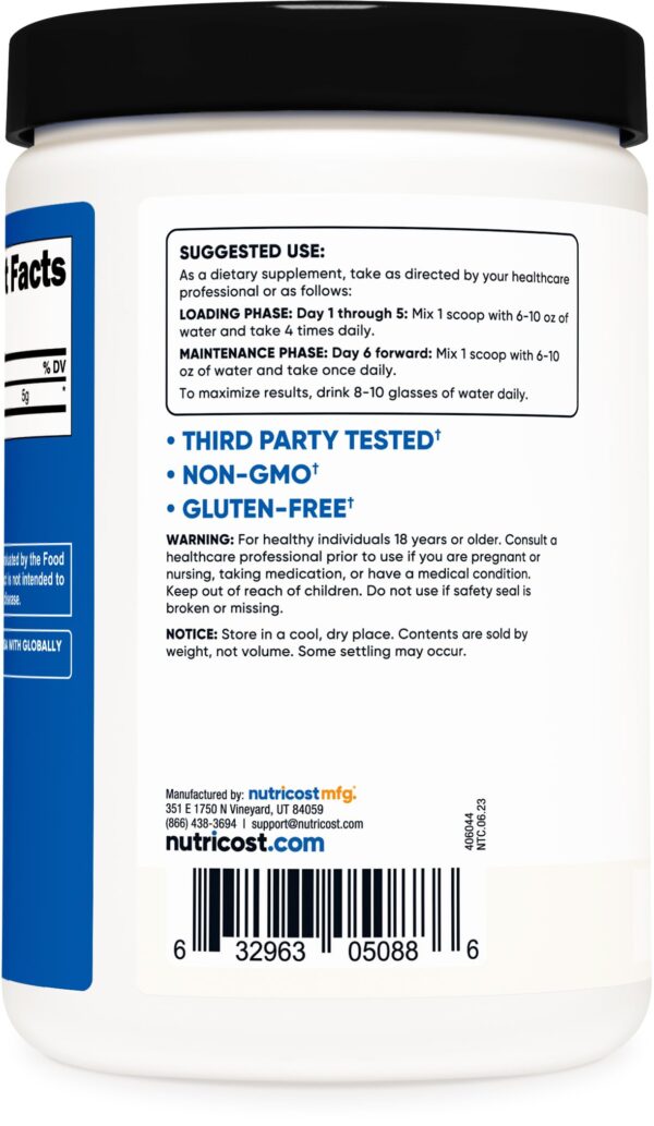 Nutricost Creatine Monohydrate Micronized Powder 500G, 5000mg Per Serv (5g) - Micronized Creatine Monohydrate, 100 Servings - Image 3