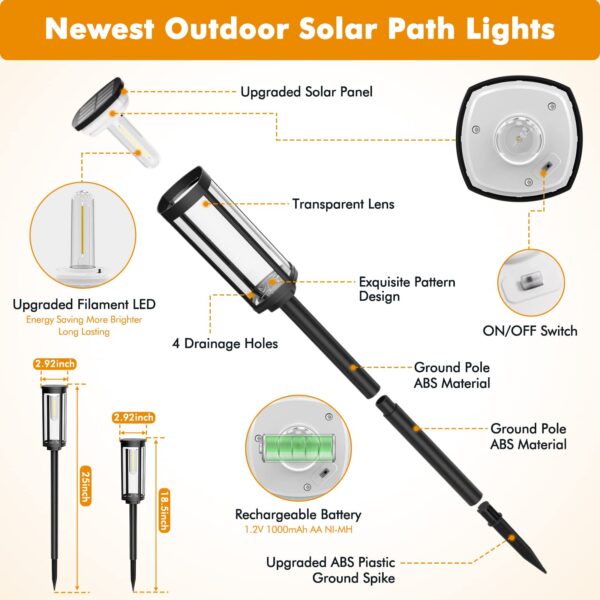 COXSENI Solar Pathway Lights Outdoor 8 Pack, Bright Solar Path Light Outside Waterproof, Solar Garden Decorative Solar Powered Landscape Lights for Walkway Driveway Lawn Patio Sidewalk Yard Decor - Image 5