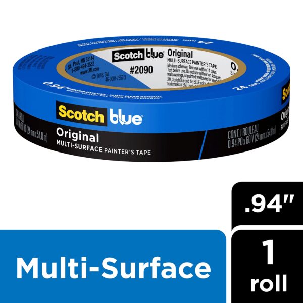 ScotchBlue Original Multi-Surface Painter's Tape, 0.94 Inches x 60 Yards, 1 Roll, Blue, Paint Tape Protects Surfaces and Removes Easily, Multi-Surface Painting Tape for Indoor and Outdoor Use - Image 7