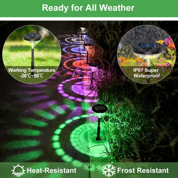 Nupostai Bright Solar Pathway Lights 8 Pack,Color Changing+Warm White LED Path Lights Outdoor,IP67 Waterproof, Solar Powered Garden Lights for Walkway Yard Backyard Lawn Landscape Decorative - Image 3