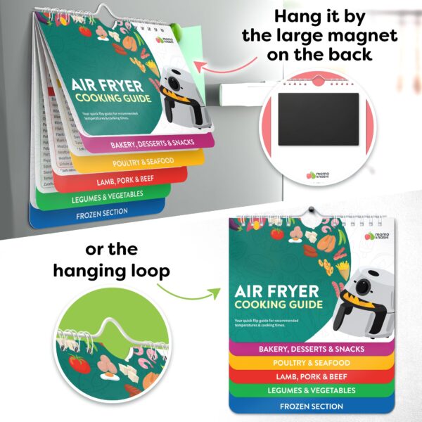Air Fryer Cheat Sheet Magnets Cooking Guide Booklet - Air Fryer Magnetic Cheat Sheet Set Cooking Times Chart - Cookbooks Air Fryer Accessories Oven Cooking Pot Temp Guide Kitchen Conversion - Image 3