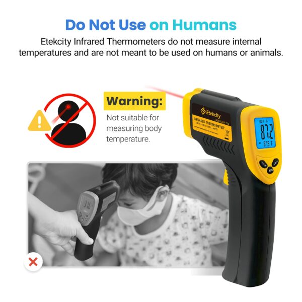 Etekcity Infrared Thermometer Laser Temperature Gun 774, Digital IR Meat Thermometer for Cooking, Candy, Food, Pizza Oven Grill Accessories, Heat Gun for Outdoor Indoor Pool Surface Temp - Image 2