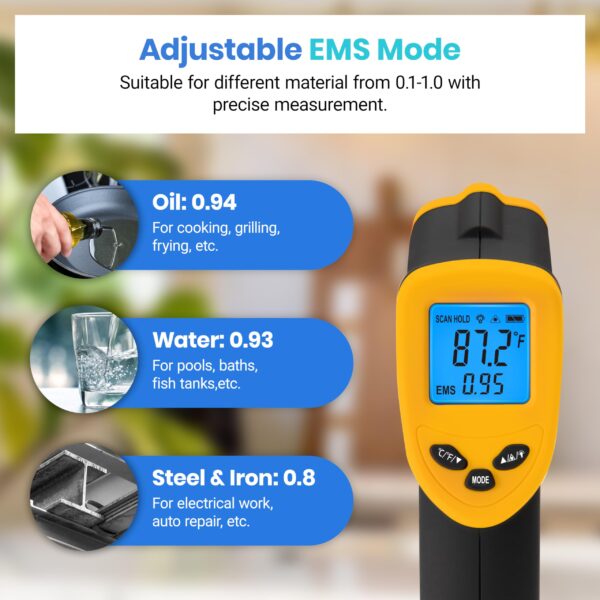 Etekcity Infrared Thermometer Laser Temperature Gun 774, Digital IR Meat Thermometer for Cooking, Candy, Food, Pizza Oven Grill Accessories, Heat Gun for Outdoor Indoor Pool Surface Temp - Image 5