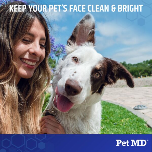 Pet MD Dog Tear Stain Remover Wipes - Cat and Dog Eye Wipes for Discharge and Crust - Pet Eye Wipes for Dogs - 60 ct - Image 3