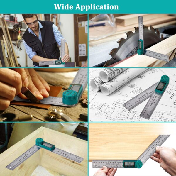 Digital Angle Finder Protractor, Angle Finder Ruler with 7inch/200mm, Angle Measuring Tool for Woodworking/Carpenter/Construction/DIY Measurement(2 Batteries Included) (Stainless Steel) - Image 2