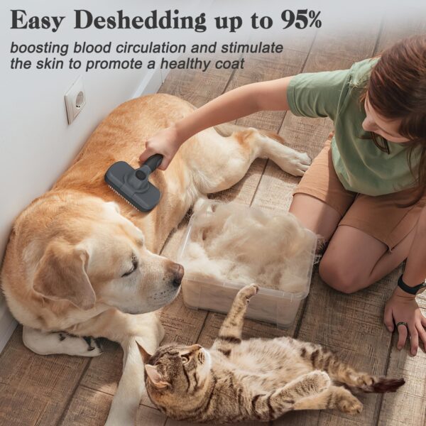 Swihauk Self Cleaning Slicker Brush for Dogs & Cats & Small Pets, Skin Friendly Grooming Cat Brush, Dog Brush for Shedding, Deshedding Brush, Hair Brush Puppy Brush for Haired Dogs, Gray - Image 4