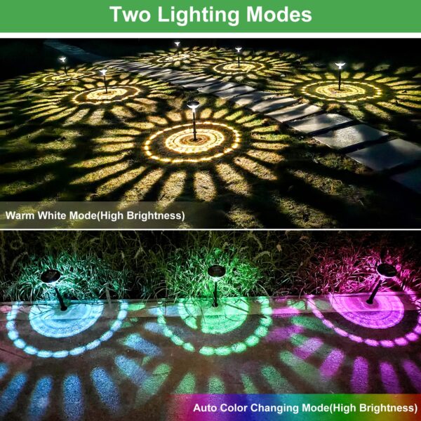 Nupostai Bright Solar Pathway Lights 8 Pack,Color Changing+Warm White LED Path Lights Outdoor,IP67 Waterproof, Solar Powered Garden Lights for Walkway Yard Backyard Lawn Landscape Decorative - Image 6
