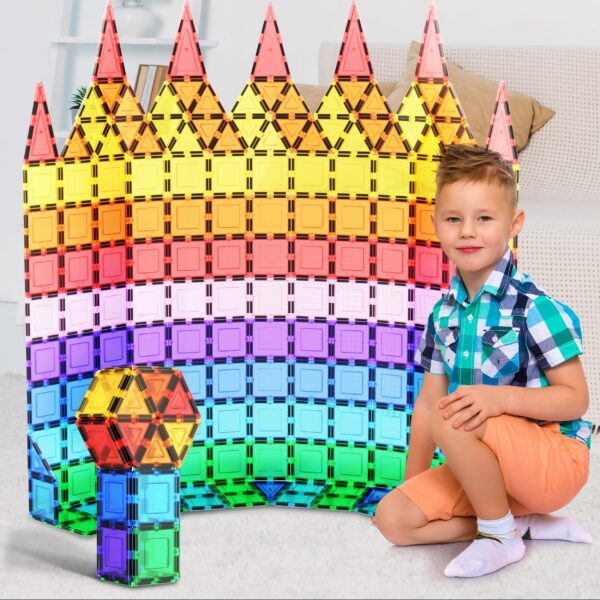 PicassoTiles 100 Piece Set 100pcs Magnet Building Tiles Clear Magnetic 3D Blocks Construction Playboards, Creativity Beyond Imagination, Inspirational, Recreational, Educational Conventional - Image 8